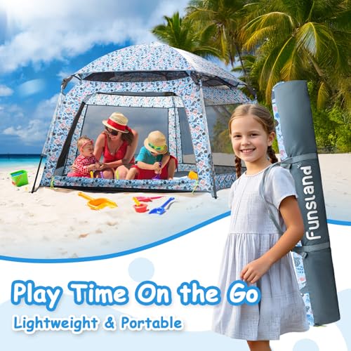 Funsland Baby Playpen Pop-up Tent - Outdoor & Indoor Play Tent for Beach with Canopy Travel Bag Portable Play Yard for Bab...