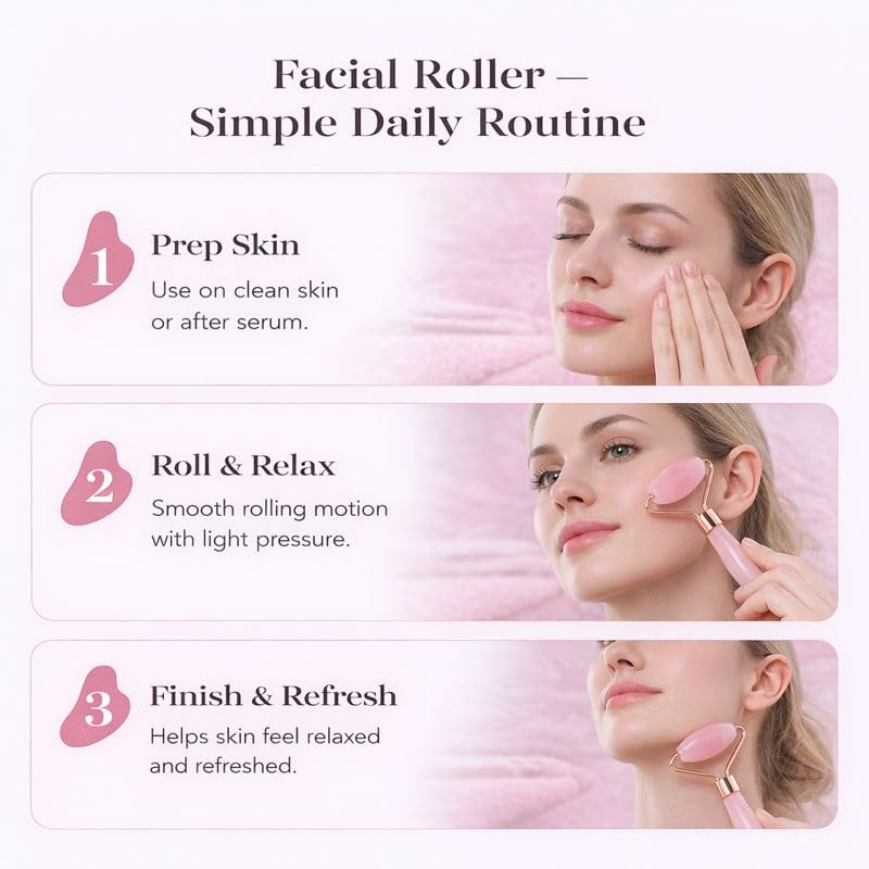 Jade-Style Roller and Gua Sha Set, Cooling Facial Massage Tools, Smooth Resin Skincare Duo for Face & Neck