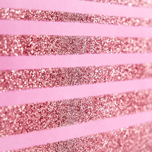 Hallmark 9" Medium Gift Bag with Tissue Paper (Pink Glitter Stripes) for Valentines Day, Birthdays, Baby Showers, Bridal S...