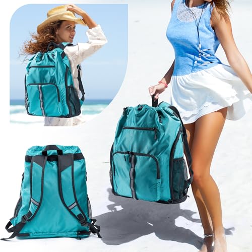VIGEGARI Large Beach Backpack Waterproof Sandproof - Customized Oversized Drawstring Pool Bag with Shoe Compartment for To...
