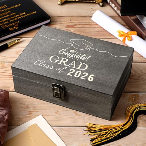 Seeloowy Graduation Memory Keepsake Box with Photo Custom 2026 Large Grad Card Box with Customized Picture Gift for Him He...
