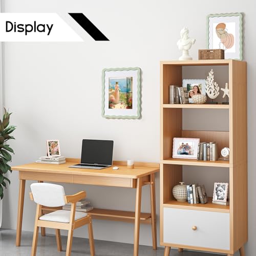 NWDCLF 5x7 Cute Picture Frame, Wavy Curved Photo Frame with 4x6 Mat and Real Glass, Unique Funky Frame for Table and Wall ...