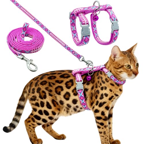 Freezx Cat Harness and Leash Set - Adjustable Escape Proof Cat Harness for Safe Walking - Lightweight Soft Travel Kitten H...