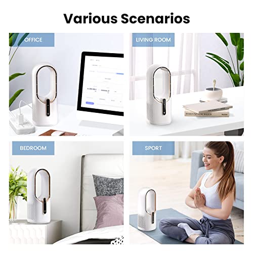 KONSIDEN Desk Fan Bladeless, 11.8 Inch Office Fan Small, Quiet, 3 Speed Adjustment, Touch Control, Easy to Clean, Desk Fan...