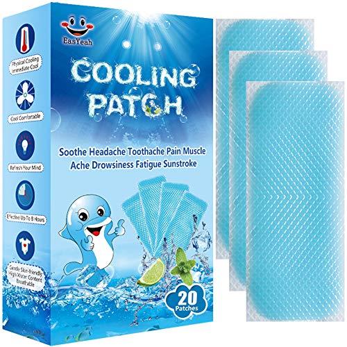 20 Sheets Cooling Patches for Fever Discomfort & Pain Relief, Cooling Relief Fever Reducer, Soothe Headache Pain, Pack of ...