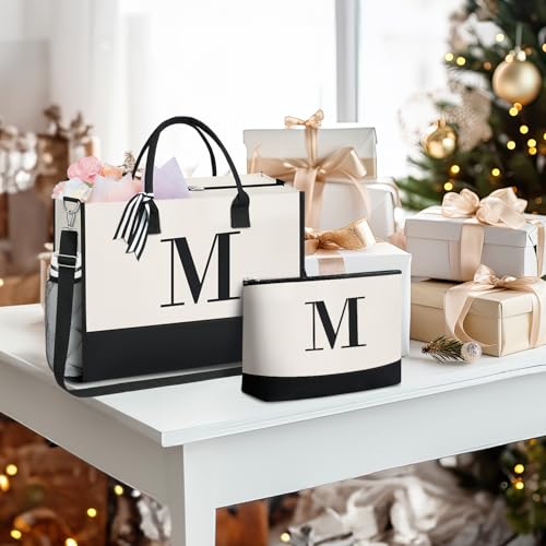 BAGAIL Personalized Initial Tote Bag,Birthday Gifts for Women, Monogrammed Beach Bag for Mom, Teachers, Friends