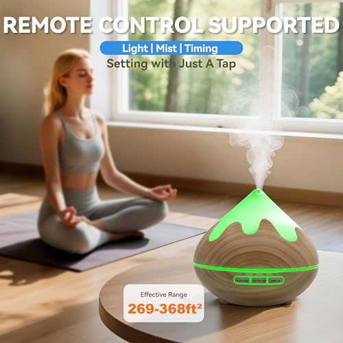 GLOXA 500ML Essential Oil Diffuser, Aromatherapy Diffuser with Remote Control, Multifunctional Air Diffusers for Home Offi...
