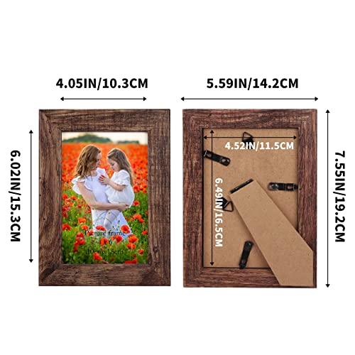 PETAFLOP 5x7 Picture Frame Set of 7, Rustic Frames Display 5 by 7 Inch Photo for Wall or Tabletop
