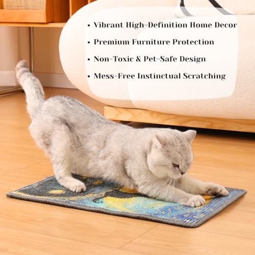 Furrther Sisal Cat Scratcher Post Mat (Use on Wall, Couch and Carpet), Durable and Shedding-Resistant Cat Scratching Surfa...