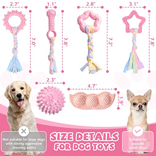 ABRRLO 6 Pack Puppy Teething Toys Cute Pink Puppy Chew Toys for Teething Small Breed Dog Chew Toy Interactive Pet Toy Set ...