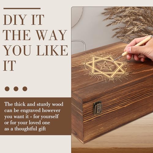 Barydat Extra Large Wooden Memory Box with Hinged Lid for Keepsakes Unfinished Pine DIY Craft Stash Wooden Box for Arts Gi...