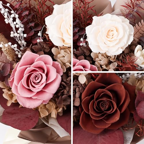 Preserved Flowers Bouquet, Real Eternal Flowers, Gifts For Women, Birthday Gifts For Mom Friends Her Girlfriend Sister, Va...