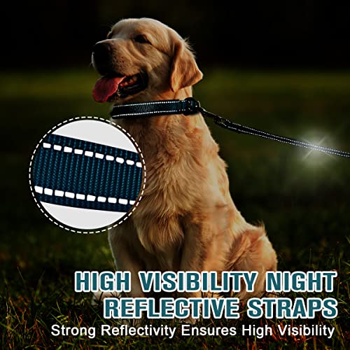 Dog Collar for Medium Small Large Dogs Reflective with Leash,Collar and Leash for Dogs,Soft Neoprene Padded 2 Pack(Ocean B...