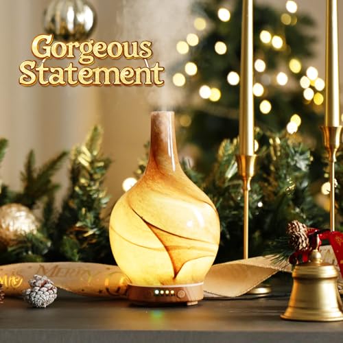 Porseme 150ml Glass Essential Oil Diffuser Aromatherapy Ultrasonic Cool Mist Humidifier 6 Running Hours Waterless Auto-Off...