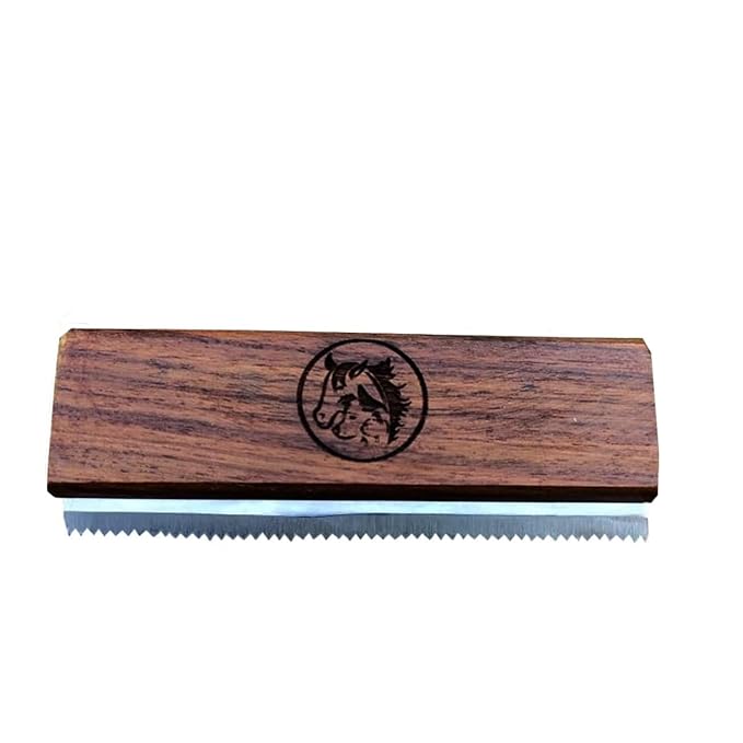 I.N Premium Original Deshedding Grooming Tools for Horse, Cats & Dogs Easy Ergonomic Wooden Handle Professional Brush Groo...