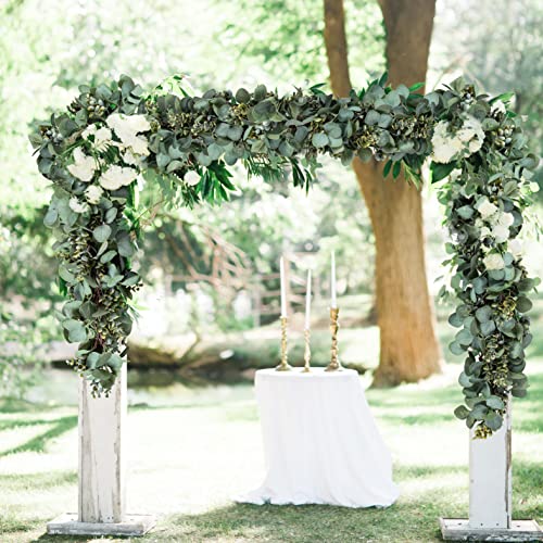 Ouddy Decor Eucalyptus Garland 6.56 Ft Lush Silver Dollar Leaves Boxwood Artificial Faux Greenery Vines for Baby Shower We...