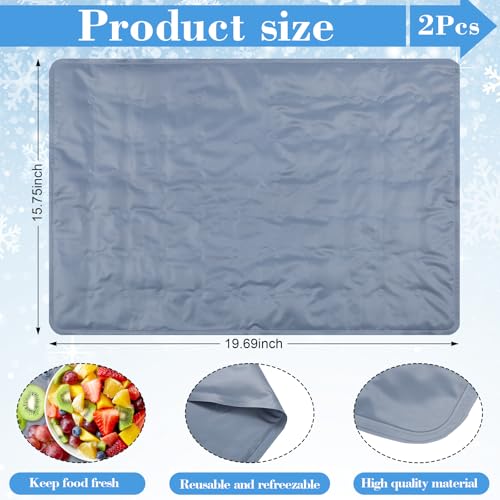 Reallnaive 2 Pcs Reusable Freezable Ice Mat for Buffet Table Chilled Serving Tray Party 19.69 x 15.75 Inches Charcuterie C...