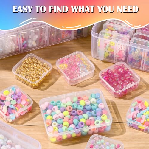 VTG Bead Organizer Box, 56 Pcs Small Plastic Containers with Lids and 3-Tier Stackable Storage Box, Clear Organizers for J...