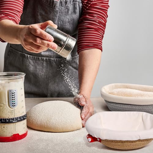 KneadAce Cotton Rope Banneton Bread Proofing Basket Set, Oval & Round Bread Baskets with Liners & Covers for Artisan Bread...