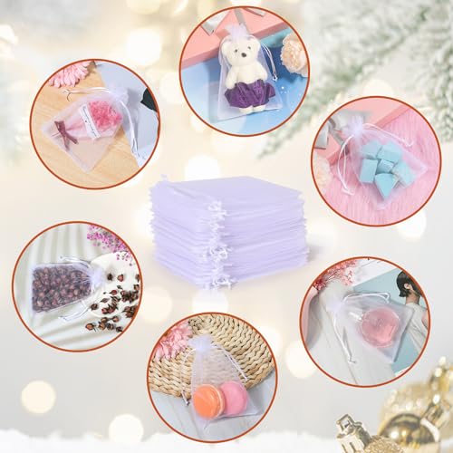 Hopttreely 100pcs Organza Bags, White 4x6(10X15CM) Satin Drawstring Organza Pouch Wedding Party Favor Gift Bag Jewelry Wat...