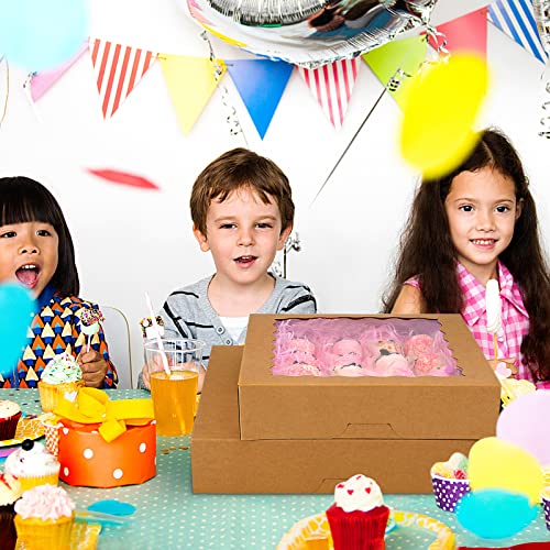 Tcoivs 20-Pack Bakery Boxes with Window, 12" x 8" x 2.5" Cookie Boxes, Treat Boxes, Large Donut Boxes for Muffins and Past...