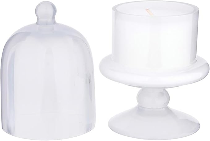 47th & Main Scented Candles Matte Cloche Footed Decorative Glass Candle for Home Decor, 3.25" Dia x 6.5" Tall, White/Cashm...