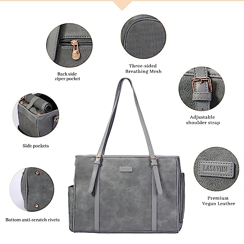Lasaviin Fashion Dog Purse Pet Carrier Leather Bag for Small Dogs Cats Puppy, Portable Tote Bag Airline Approved Soft-Side...