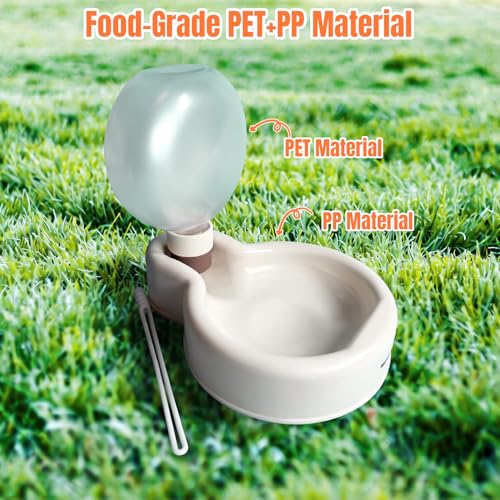 Bigpomelos Dog Water Bottle (Foldable Portable) - Cream White 16.9oz Food-Grade Pet Water Dispenser with Bowl, for Dog Wal...