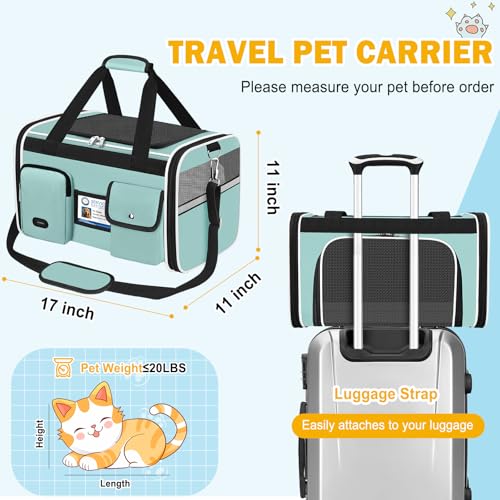 HUANLANG Soft-Sided Cat Carrier Airline Approved,Dog Carriers for Small Dogs Medium Cats,Pet Travel Carrier Up to 15 Lbs,C...