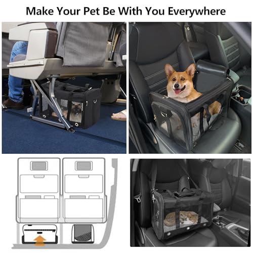 Soft Sided Cat/Dog Carrier,Collapsible Pets Travel Carriers for Pet/Puppy with Shoulder Strap & Removable Mat,Mesh Top Loa...