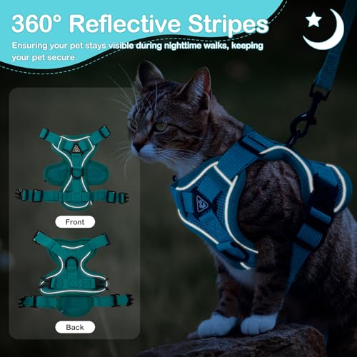 Cat Harness and Leash for Walking Soft Cat Harness Escape Proof, Adjustable Kitten Harness Cat Leash Reflective Strips Jac...