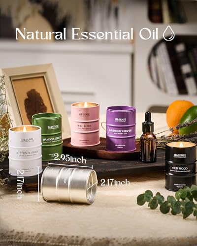 M&SENSE Spring Candle Gift Set | Mini Scented Candles Set | 6 Pack Candles for Home Scented,Oud Wood,Cotton Blossom,Vanill...