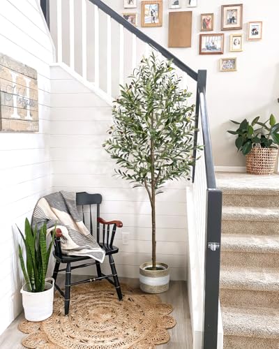LuceAlberi 6FT Artificial Olive Tree - Indoor Tall Faux Olive Trees with Planter&Basket, Large Fake Olive Silk Tree Realis...