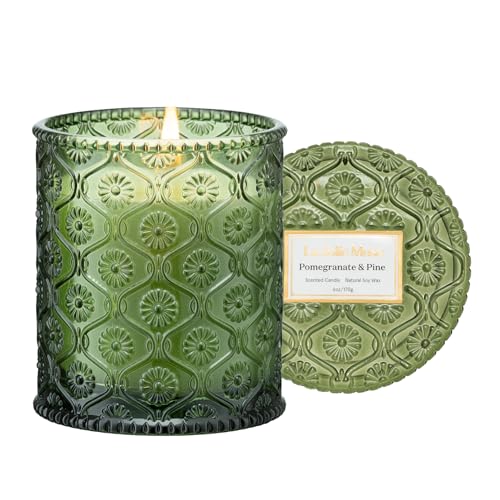 LA JOLIE MUSE Pine & Pomegranate Candle | Lemon, Pomegranate & Pine | 6 oz Natural Soy Wax | 40 Hours Clean Burn | Gift-Re...