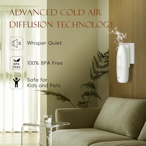Plug in Scent Diffuser, OliveTech Waterless Essential Oil Diffuser, Cover Up to 500 Sq. Ft., Hotel Collection Diffuser, Ar...