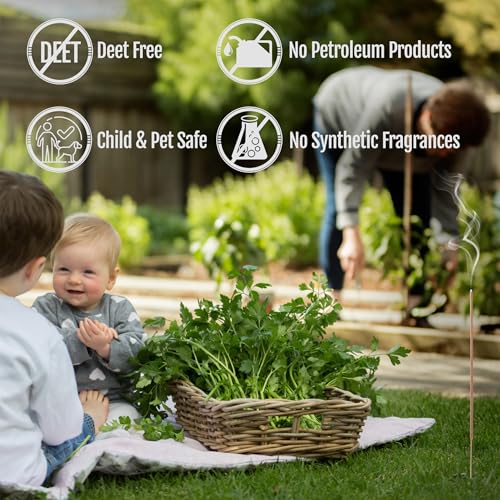 Farm Raised Candles Mintronella Citronella & Peppermint Mosquito Repellent Incense Sticks – 100 Pack – USA‑Made Natural Bu...