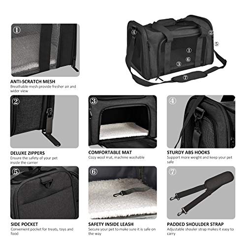 Henkelion Cat Carriers Dog Carrier Pet Carrier for Small / Medium Cats Dogs Puppies (Up To 15lbs), TSA Airline Approved Sm...