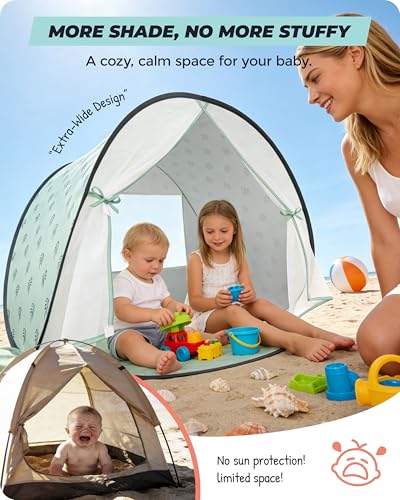 WEMOH Baby Beach Tent, 2026 Upgrade Pop Up UPF 50+ UV Protection Sun Shelter Canopy with Mosquito Net Portable Outdoor Sha...