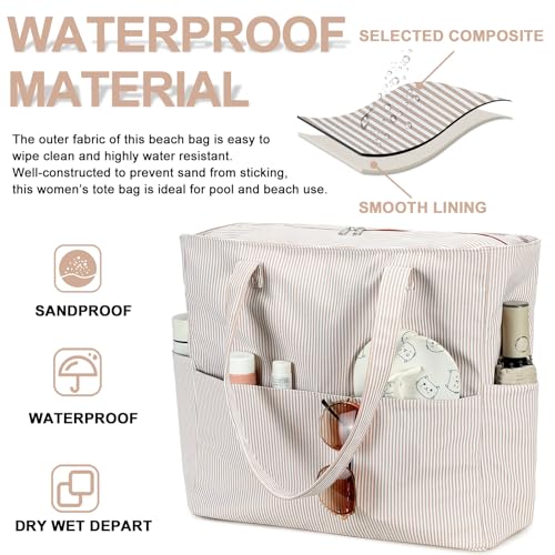 Bluboon Beach Bags for Women, Large Waterproof Tote Bag With Wet Compartment for Pool Weekender Travel Gym