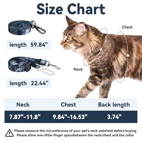 Cat Harness and Leash Set, 3-in-1 Escape Proof Adjustable, Comfortable Soft Lightweight, Safe, Easy to Wear, Walking Trave...