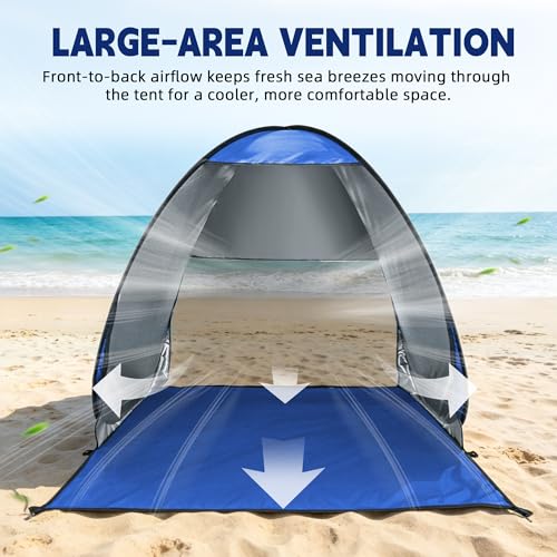 NARMAY Camping Tent, Pop Up Beach Tent, Portable Sun Shelter for 1-2 Person with UPF 50+ UV Protection - Blue