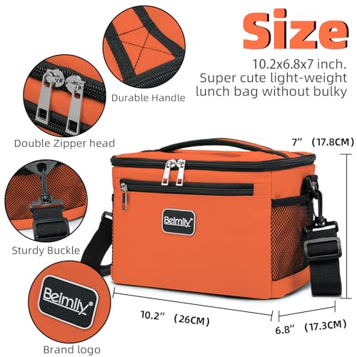 BEIMILY Lunch Box for Men/Women,Small Insulated Lunch Bag,Reusable LunchBox for work Picnic Beach,Leakproof Soft Cooler To...