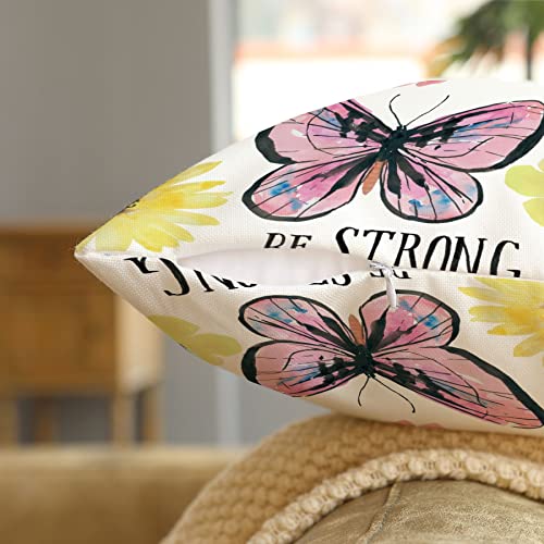 Wilproo Butterfly Decorative Throw Pillow Cover Set of 4, Cushion Cover Decorative Square Pillowcases Cotton Linen Cushion...