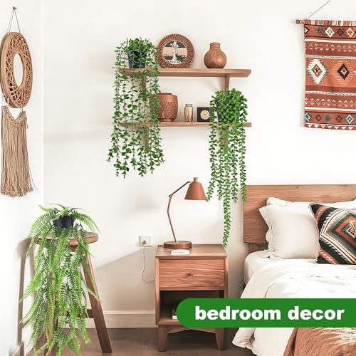Der Rose 4Pcs Fake Plants Hanging Artificial Ivy Vine Faux Eucalyptus Hanging Plants, Boston Fern, String of Pearls for Li...