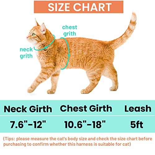 Cat Harness and Leash Escape Proof for Walking Travel Outdoor - Soft Nylon Adjustable Cute Cat Harness Leash Set with Airt...