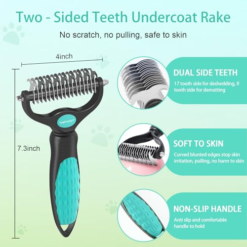 WOPQAEM 5 PCS Self Cleaning Slicker Brush & Pet Grooming Rake & Bath Brush & Nail Clippers & Pet Comb for Dogs and Cats,Pr...
