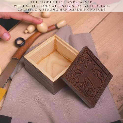 KATINAT Hand-Carved Wooden Cross Keepsake Box – Christian Prayer Box, Rosary Holder & Religious Jewelry Box, Catholic Gift...