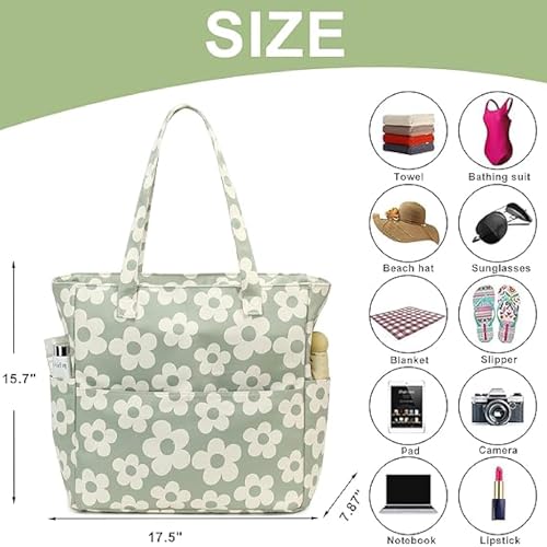 Bluboon Waterproof Beach Tote Pool Bags for Women Ladies Extra Large Carry On Bag With Wet Compartment for Weekender Travel