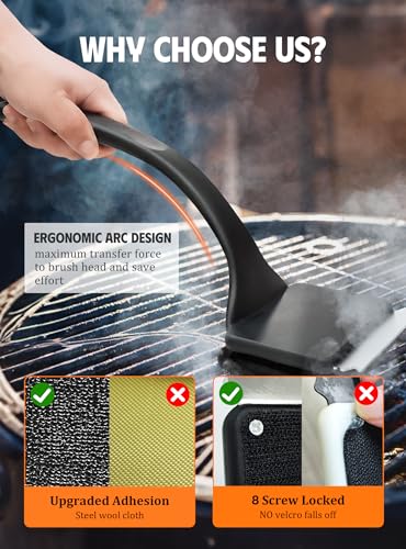 MEKER Grill Brush Bristle Replacement Pad, Ultra Safe Cleaning, Grill Cleaner Pad, Grill Brush Replacement Pad, 4 PCS