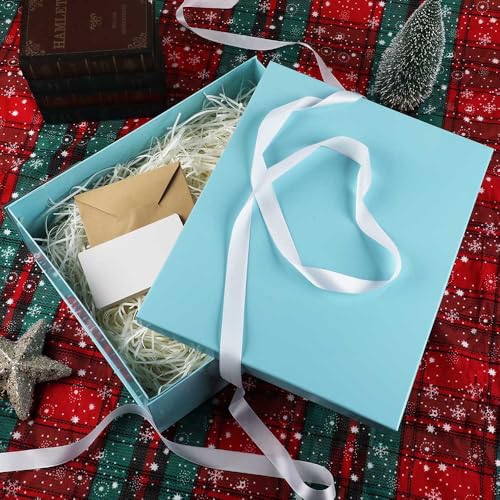 Extra Large Gift Box with Lid 17x13x6 Inches, Blue Gift Boxes for presents Packaging for Birthdays, Valentine's Day, Chris...